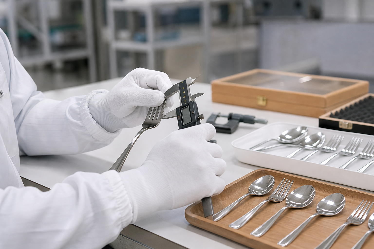 Quality control inspection for cutlery and kitchenware production