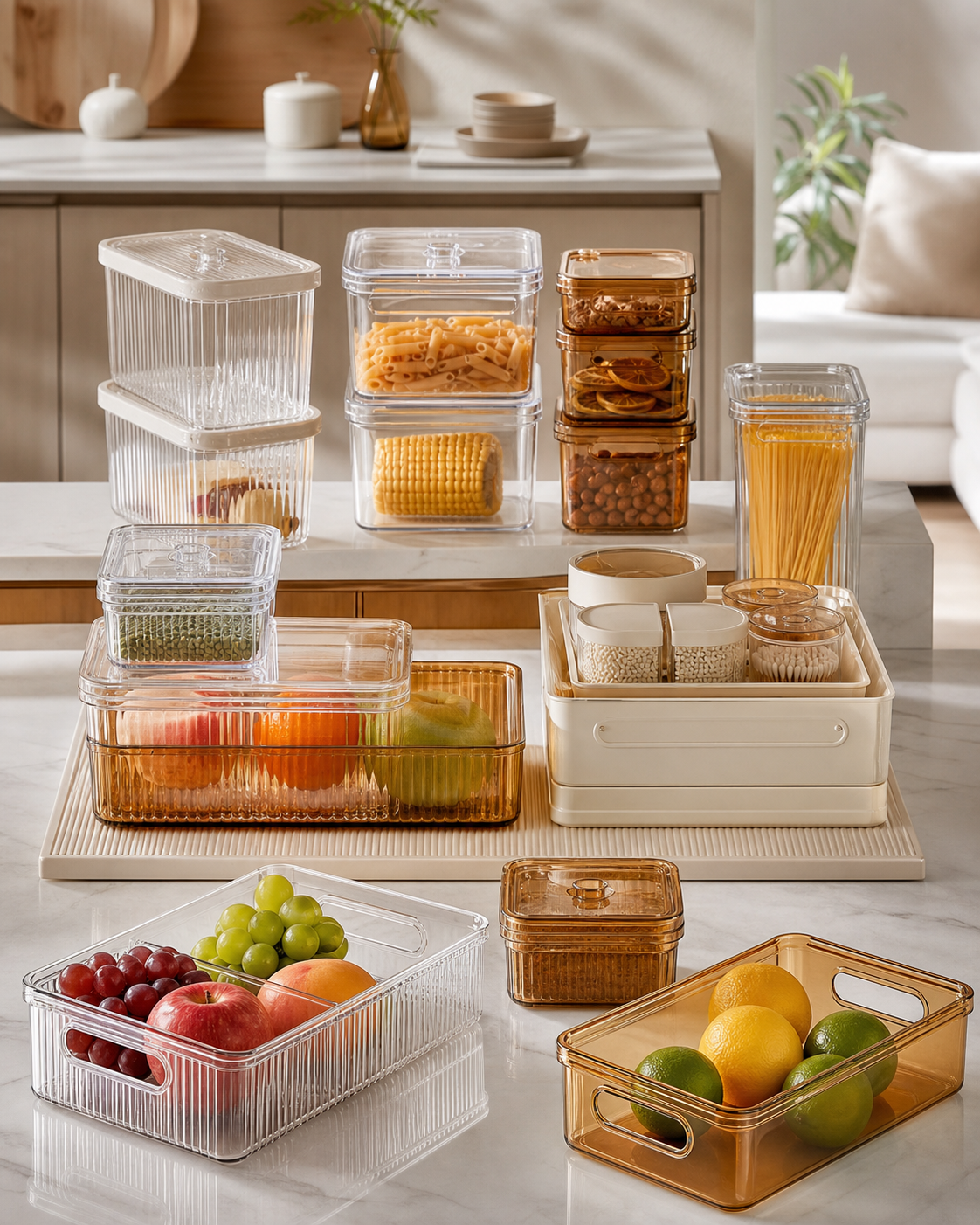 Plastic food trays and home storage products